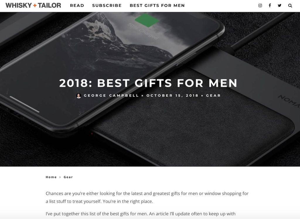 Whisky + Tailor's 2018 Best Gifts For Men